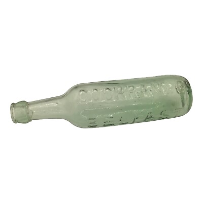 #ad Aquamarine COCHRAN amp; Co Belfast Embossed Glass Torpedo Bottle Applied Lip $65.00
