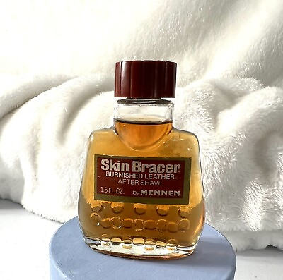#ad Vintage Skin Bracer Burnished Leather After Shave Mennen 1.4oz. Glass USA Bottle $25.00