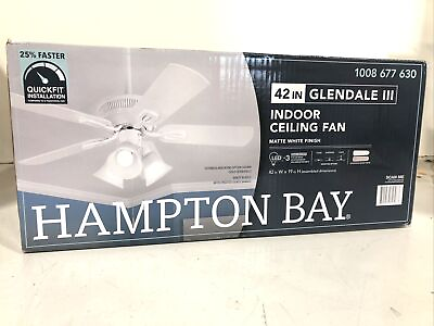 #ad Hampton Bay Glendale III 42 in. Indoor White Ceiling Fan with Light New $58.49