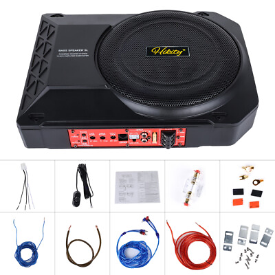 #ad 10quot; 800W Slim Under Seat Subwoofer Powered Car Truck Sub With Amp Kit Speaker $135.99