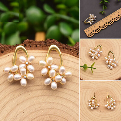 #ad #ad Charm Natural Freshwater Pearl Flower Earrings Ear Stud Accessory Jewelry Gifts $14.23