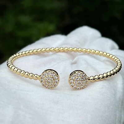 #ad CZ Round Design Cuff Bracelet 14k Gold plated $55.00