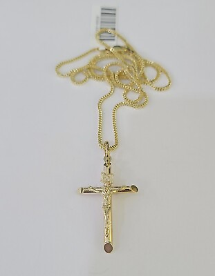 #ad 10K Gold Franco Chain INRI Cross Charm SET Length 16 20 inches 1mm Ladies Women $229.00