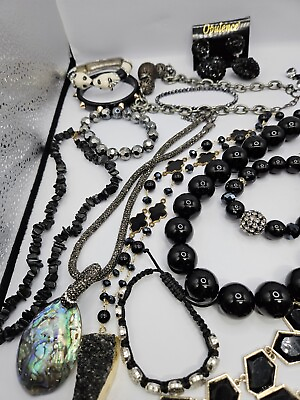 #ad costume jewelry lot Black 20 pieces included in this purchase $35.00