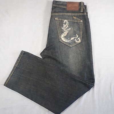 #ad Marc Ecko Cut amp; Sew Boot Cut Men#x27;s Blue 100% Cotton Jeans Sz 36x33 Pocket Design $34.99