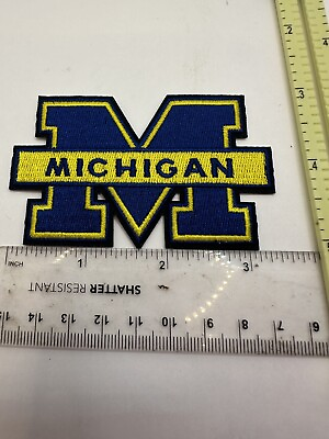#ad University Of Michigan Wolverines Patch 3 1 2” X 2” Iron On Embroidered $4.25