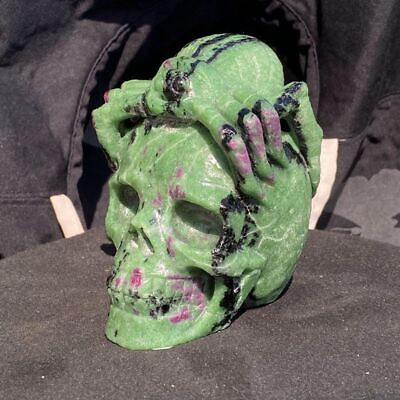 #ad 2.2LB Natural Zoisite Quartz Skull Carved Crystal Reiki Halloween Skull Gift $233.69