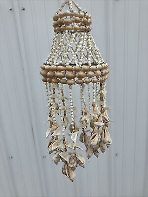 #ad Hanging Sea Shell Chandelier 14quot; Long 5quot; Wide Seashell Beach Patio $22.49