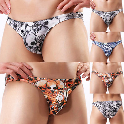#ad Men#x27;s Sexy Underwear Bikini Low waist Underpants Soft Skull Shorts Briefs Bikini $7.90