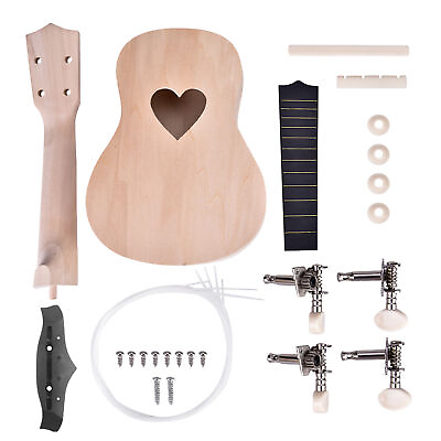 #ad 21inch Basswood 4 String Ukelele DIY Kit Instrument Accessory Heart HR6 $26.55