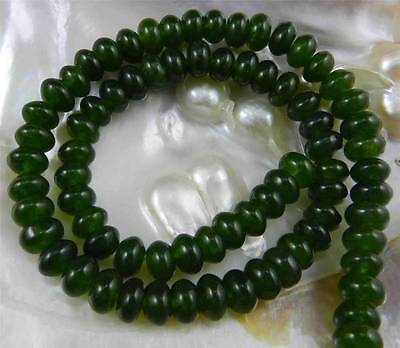 #ad 5x8mm Dark Green Jade Gemstone Rondelle Abacus Loose Beads Strand 15quot; $3.59