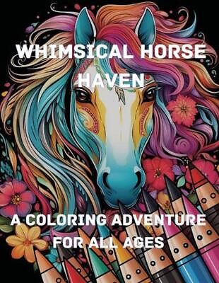 #ad Whimsical Horse Haven: A Coloring Adventure for All Ages by A. Hazra Paperback B $15.62