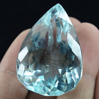 #ad 128 Carat Natural Brazilian Certified Blue Topaz Pear Shape Loose Gemstone $19.35