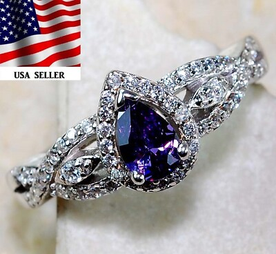 #ad 2CT Amethyst amp; White Topaz 925 Sterling Silver Ring Jewelry Sz 8 IB1 2 $29.99
