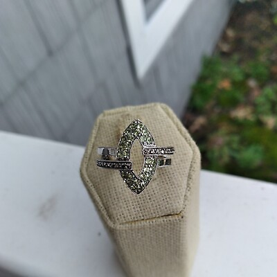 #ad DESIGNER CNA 925 Pave Gemstones interlocking design Ring Size 8 $29.99