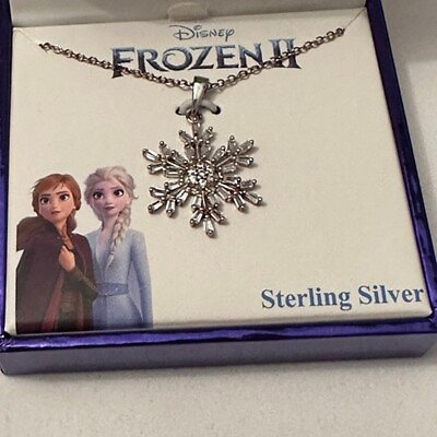 #ad C Disney’s Frozen 2 Fine Silver Plated Snowflake Necklace Nib $250.00