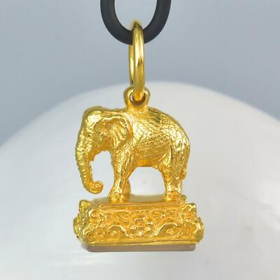 #ad Pendant Gold Vermeil Sterling White Chalcedony Elephant Fob Seal Stamp 9.78 g $162.00