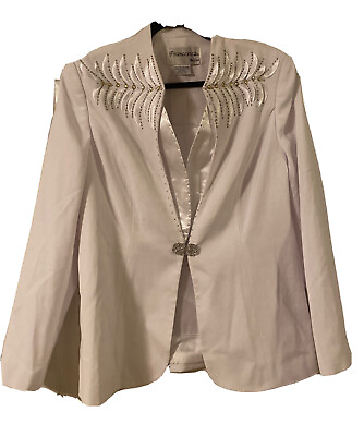 #ad NWT Franccesca Bellini White￼ embellishment Dress Jacket size 8 $24.99