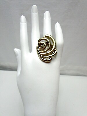 #ad Gold Tone Swirl Fashion Ring Stretch From Nordstrom New With Tags $5.00
