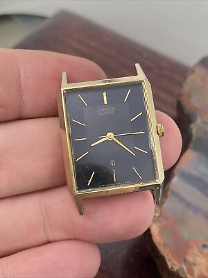#ad Vintage Citizen Mens Gold Tone Tank Watch 6031 K04018 For Parts Or Repair $4.99
