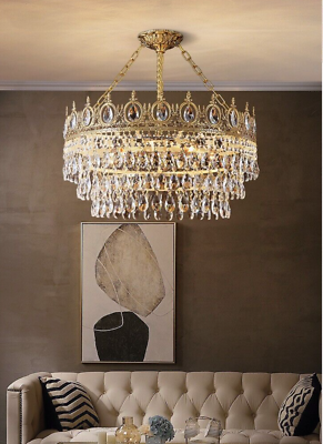 #ad New Gold Crystal Chandelier Light Luxury Ceiling Light Modern Pendant Lamp $210.37