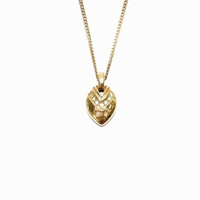 #ad Christian Dior Rhinestone Logo Pendant Necklace Gold Color Vintage AB $216.67