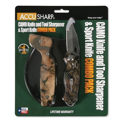 #ad AccuSharp 042C Camo Folding Blade EDC Sport Knife Tool Sharpener Combo $31.43