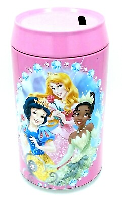 #ad Huge Disney Princess Coin Bank by Tin Box Company 7 3 4quot; x 4quot; Round NEW $9.99