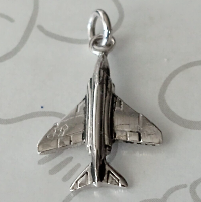 #ad Aircraft Jet Airplane Sterling Silver Crest Craft Pendant Charm Vintage USAF $18.04