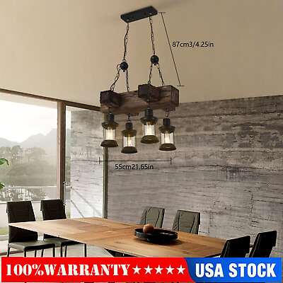 #ad #ad Rustic Chandelier Pendant Lighting Fixture Wooden Ceiling LED Light Hanging Lamp $73.15