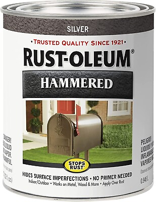 #ad Rust Oleum 7213502 Hammered Metal Finish Silver 1 Quart $30.99