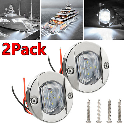 #ad 2Pack White Round Marine Boat LED Stern Transom Lights Cabin Deck Courtesy Light $9.49