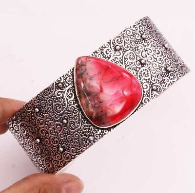 #ad Color Boost Red Dendrite Opal 925 Silver Plated Bangle Bracelet of Free Size $3.59