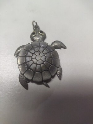 #ad Necklace Sea Turtle Pewter Rhinestone Eyes Pendant $24.90
