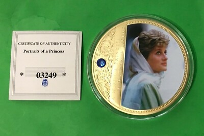 #ad PRINCESS DIANA: PORTRAITS OF A princess A LEGEND 70mm GOLD PLATED PROOF COIN $81.15