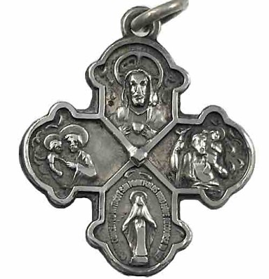 #ad Vintage Catholic Sterling Silver Creed 4 Way Cross Medal 2.4 Grams Silver $34.99