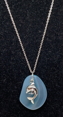 #ad Sterling Silver Blue Agate Pendant with Dolphin Charm Necklace 18quot; from Macy#x27;s $11.99