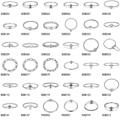 #ad Bisaer Fashion Solid 925 Sterling Silver Basic Bracelet DIY Charms Jewelry Women $26.33
