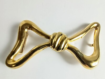 #ad Vintage Massive Gold Tone Bow Statement Belt Buckle $54.45