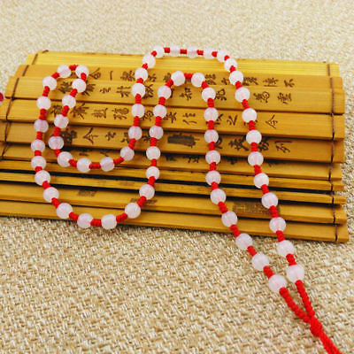 #ad 5pcs Hand Knited Necklace silk thread knot cord beads For Pendant white bead $9.49