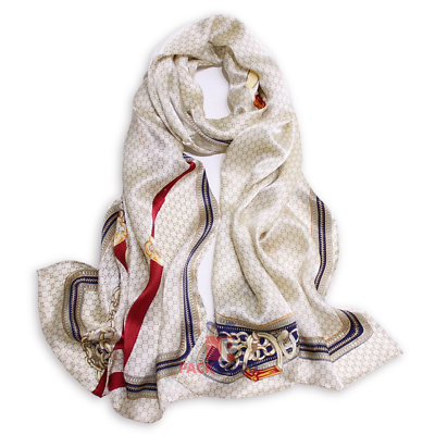 #ad 100% Pure Silk Long Scarf Fashion Silk Shawl Vintage Wraps Tippet Chain Pattern $31.00