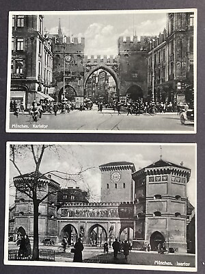 #ad Munich Monuments Two RPPC Real Photo Post Cards 1930’s Karlstor amp; Isator Germany $6.99