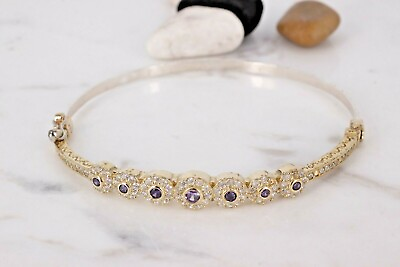 #ad Turkish Amethyst Bracelet 925 Sterling Silver Handmade Jewelry Bangle Cuff $36.00