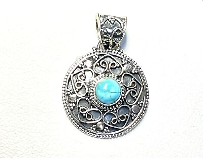 #ad Composite Blue Mohave Turquoise 925 Sterling Silver Pendant Jewelry JY170 $12.99