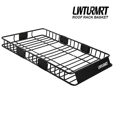 #ad #ad 64#x27;#x27; Universal Roof Rack w Extension Cargo SUV Top Luggage Carrier Basket Holder $86.68