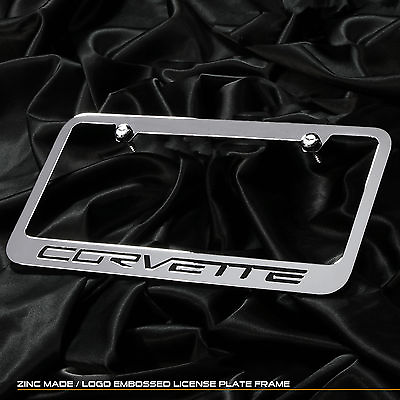 #ad Embossed Corvette Chrome License Plate Frame Front Rear Chrome Zinc C4 C5 C6 C7 $22.95