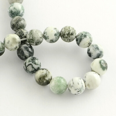 #ad 10 Natural Agate Gemstone Beads Black Grey Swirled Jewelry Supplies 8mm $3.54