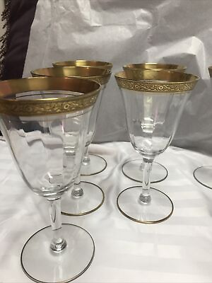 #ad crystal vintage gold encrusted glasses Used Visible Wear 6 No Chips 3 With Chips $50.00