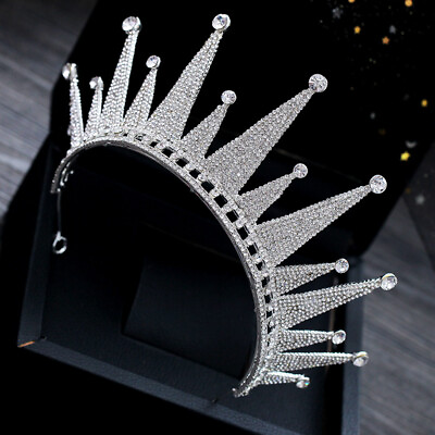 #ad 7.2cm Tall Large Full Crystal Tiara Crown Bridal Wedding Queen Prom Princess $17.00