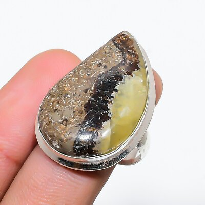 #ad Septarian Stone Gemstone Handmade 925 Sterling Silver Jewelry Ring Size 6 $5.99